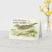 ヴィンテージルックバードオン地上誕生日カード カード (黄色い花)