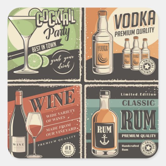 ヴィンテージルックバードリンクタイル スクエアシール (正面)