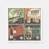 ヴィンテージルックバードリンクタイル スタンダードカクテルナプキン (正面)