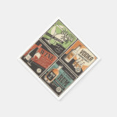 ヴィンテージルックバードリンクタイル スタンダードカクテルナプキン (角)