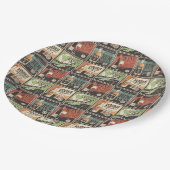 ヴィンテージルックバードリンクタイル ペーパープレート (アングル)