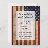 ヴィンテージルックパーティー付き米国国旗 招待状 (正面)