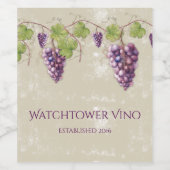 ヴィンテージルックパープルブドウつる植物離れ ワインラベル (シングルラベル)