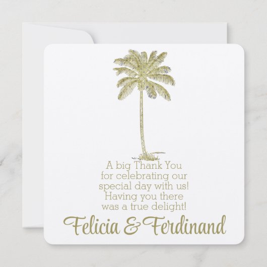 ヴィンテージルックパームツリーズビーチ結婚式 サンキューカード (裏面)