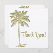 ヴィンテージルックパームツリーズビーチ結婚式 サンキューカード (正面/裏面)