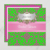 ヴィンテージルックピンクライムグランダマスク#3ブライダルシャワー 招待状 (正面/裏面)