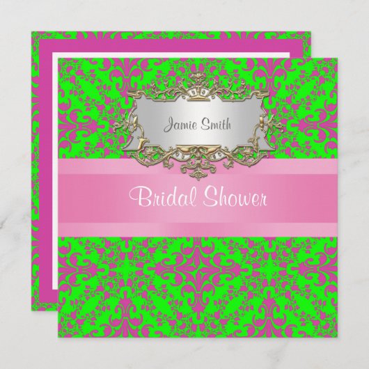 ヴィンテージルックピンクライムグランダマスク#3ブライダルシャワー 招待状 (正面/裏面)