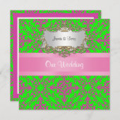 ヴィンテージルックピンクライムグランダマスク#3結婚ズの招待 招待状 (正面/裏面)