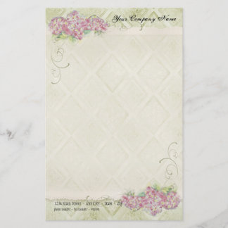 ヴィンテージルックフローラブルーアジサイ花スワール 便箋