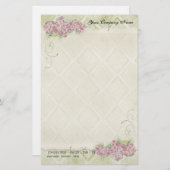 ヴィンテージルックフローラブルーアジサイ花スワール 便箋 (正面/裏面)