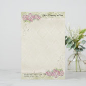 ヴィンテージルックフローラブルーアジサイ花スワール 便箋 (スタンド正面)