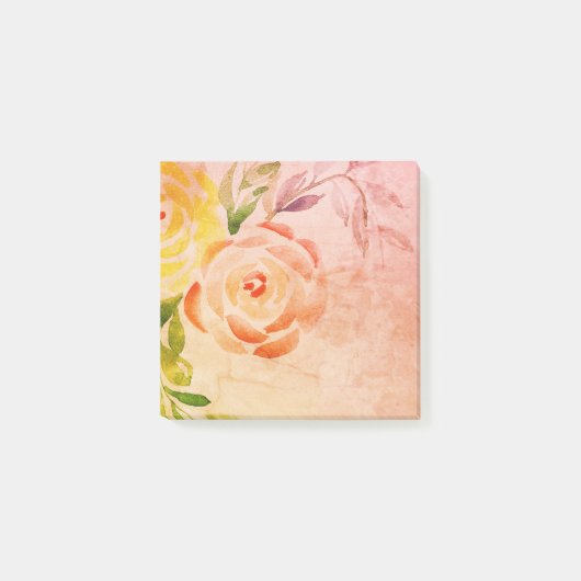 ヴィンテージルックフローラ水の色Post It Notes ポストイット (正面)