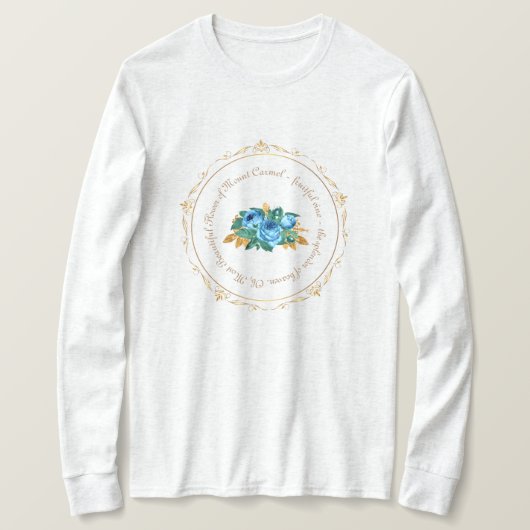 ヴィンテージルックブルーバラ長袖Tシャツ Tシャツ (デザイン正面)