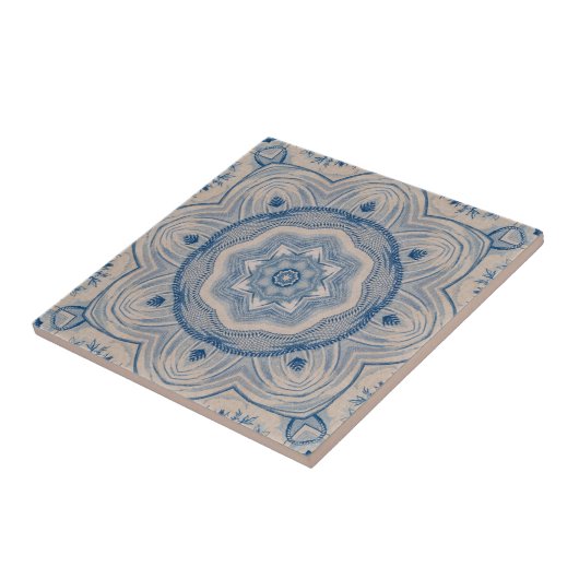 ヴィンテージルックブルー&ホワイトチャイノアイセインスパイアリ タイル (側面)