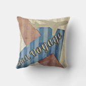 ヴィンテージルックベージュレッド&ブルー抽象芸術ボンボジョージュ クッション (裏面)