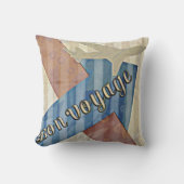 ヴィンテージルックベージュレッド&ブルー抽象芸術ボンボジョージュ クッション (正面)