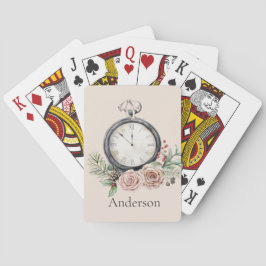 ヴィンテージルックポケットウォッチ冬フローラ トランプ