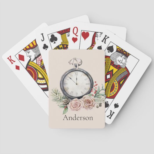 ヴィンテージルックポケットウォッチ冬フローラ トランプ (裏面)