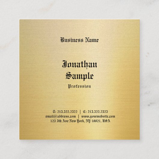 ヴィンテージルックラシッククオールドスタイルノスタルジック金ゴールドシック スクエア名刺 (裏面)