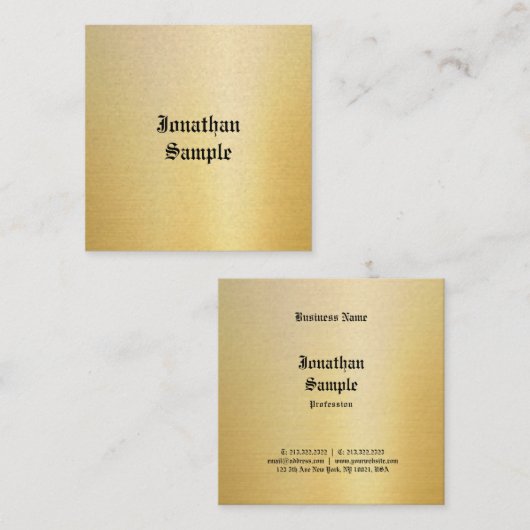 ヴィンテージルックラシッククオールドスタイルノスタルジック金ゴールドシック スクエア名刺 (正面/裏面)