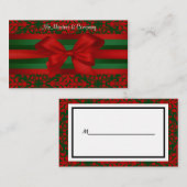 ヴィンテージルックレッド&グリーンダマスク#2ボウ座席表 プレイスカード (正面/裏面)