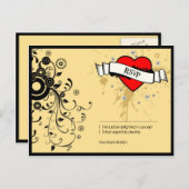 ヴィンテージルックロック転がと音楽のテーマ結婚の インビテーションポストカード (正面/裏面)