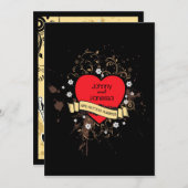 ヴィンテージルックロック転がと音楽のテーマ結婚の 招待状 (正面/裏面)