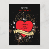 ヴィンテージルックロック転がと音楽のテーマ結婚の 案内ポストカード (正面)