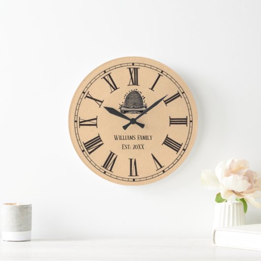 ヴィンテージルックローマ数字ビーハイブ |ファミリ名 ラージ壁時計 (ホーム)