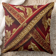 ヴィンテージルック刺繍赤金ゴールド模様