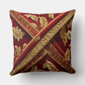 ヴィンテージルック刺繍赤金ゴールド模様 クッション (裏面)