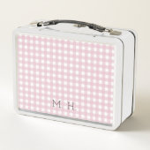 ヴィンテージルック名前をカスタムするとピンクギンガム メタルランチボックス (裏面)