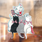 ヴィンテージルック白猫ネコ子猫ピンクリボン弓 ウィンドウサイン (シート2)