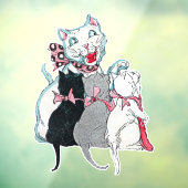 ヴィンテージルック白猫ネコ子猫ピンクリボン弓 ウィンドウサイン (シート3)