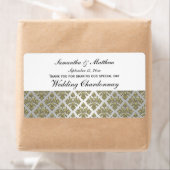 ヴィンテージルック金ゴールド&ホワイトダマスク#3ワインラベル ラベル (インサイチュ)