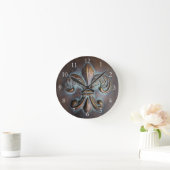 ヴィンテージルック(紋章の)フラ・ダ・リ ラウンド壁時計 (ホーム)