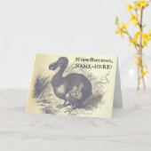 ヴィンテージルックDodoバード誕生日グリーティングカード カード (黄色い花)