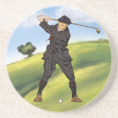 ヴィンテージルックPeriodゴルファーのドリンクのコースター コースター (正面)