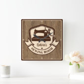 ヴィンテージルッパーソナライズされたクシーストレス裁縫室 スクエア壁時計 (ホーム)