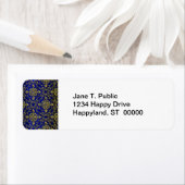 ヴィンテージルッ王室のクブルー&金ゴールドダマスク#2 ラベル (インサイチュ)