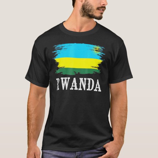 ヴィンテージルワンダ国旗I愛ルワンダ Tシャツ (正面)