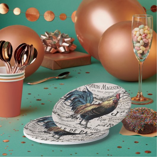 ヴィンテージルースター任意の目的パーティープレート ペーパープレート (複数)