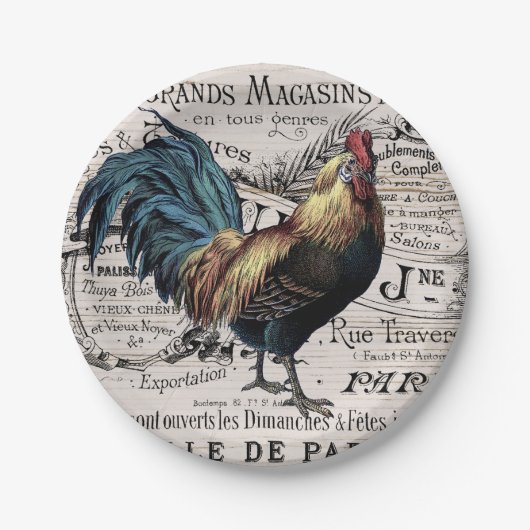 ヴィンテージルースター任意の目的パーティープレート ペーパープレート (正面)