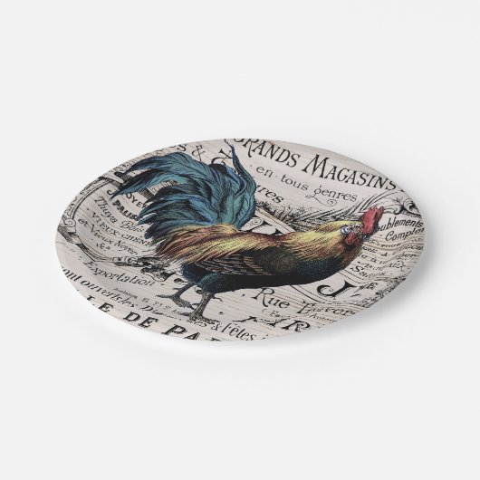 ヴィンテージルースター任意の目的パーティープレート ペーパープレート (アングル)