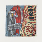 ヴィンテージルート66ガレージレトロポスターとレトロca タペストリー (正面(横))