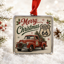 ヴィンテージルート66トラックのクリスマス記念品 メタルオーナメント
