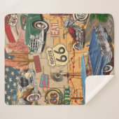 ヴィンテージルート66ポスター シェルパブランケット (正面(横))