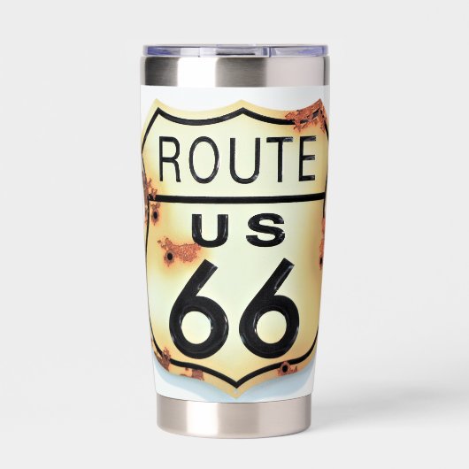 ヴィンテージルート66高速道路標識 保温保冷タンブラー (正面)
