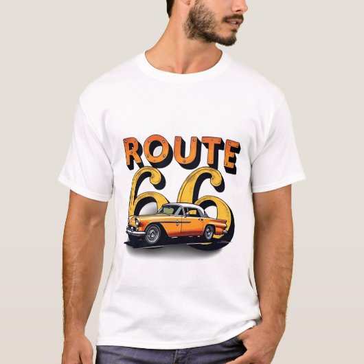 ヴィンテージルート66 Journey"風化文字Cで Tシャツ (正面)