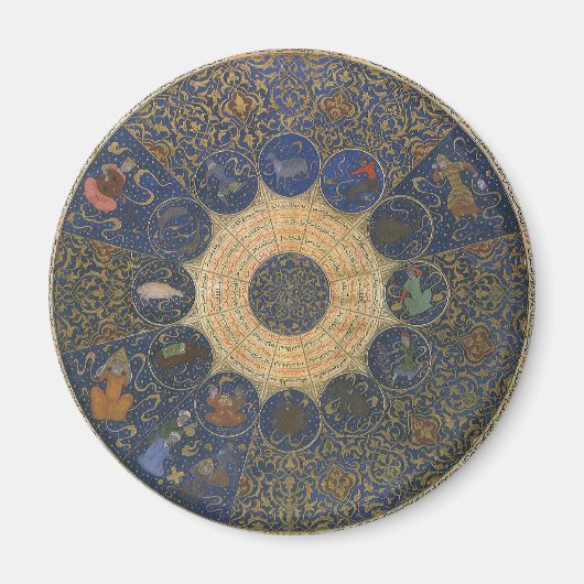 ヴィンテージルーラーズ占星術、アンティークイスラム〔占星術の〕十二宮図 マグネット (正面)